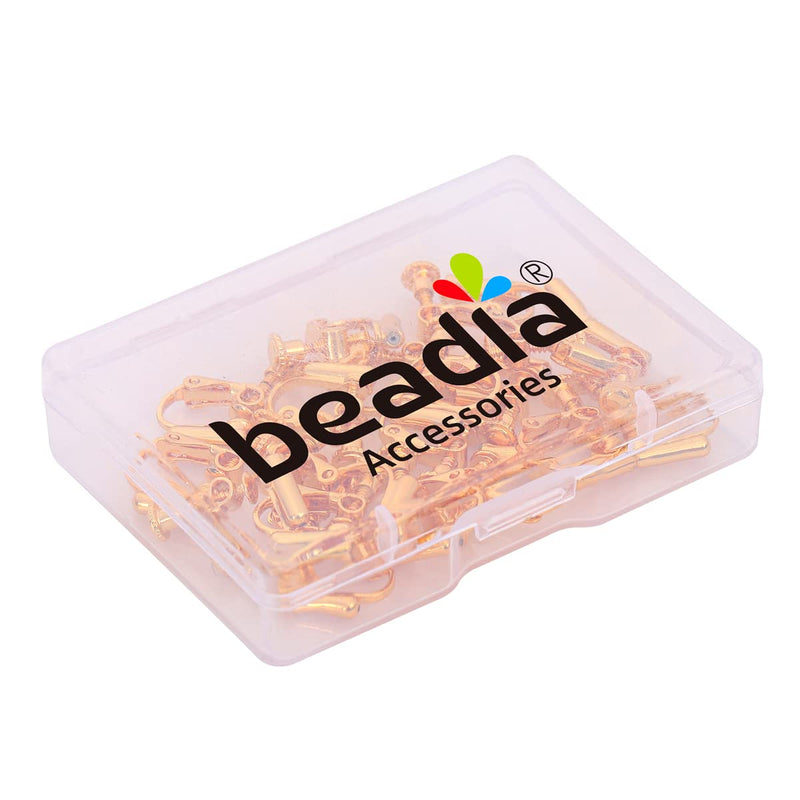 BEADIA 18K Gold Plated Screw Earring Clips 13x17mm 20pcs for Jewelry Making Findings Clip 1# 13x17mm - NewNest Australia