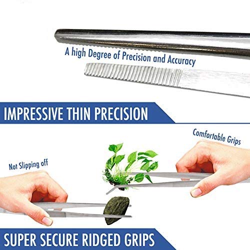 2 Pcs Straight and Curved Tip Tweezers 12 Inch, Stainless Steel Precision Tweezers Set with Serrated Tips Comfortable Ridged Handle, Tweezer Tongs for Cooking Repairing with Essential Tweezer Ebook - NewNest Australia