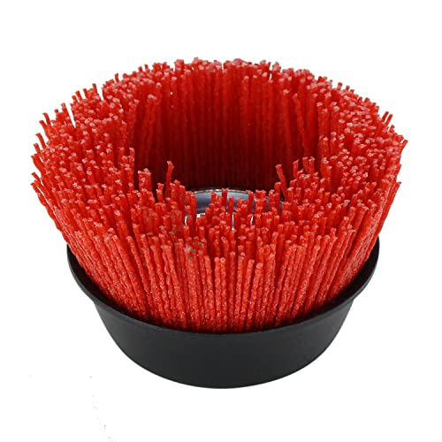 BHA 4" Abrasive Filament Nylon Bristle Cup Brush, 5/8"-11 Thread Arbor - Red (120 Grit) - NewNest Australia