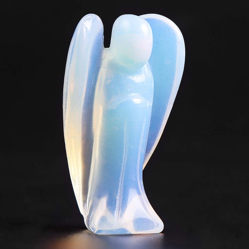 NewNest Australia - Artistone 2.0" Opalite Angel, Hand Carved Gemstone Fine Art Sculpture, Reiki Healing Stone Statue，Attract All The Aura Around 