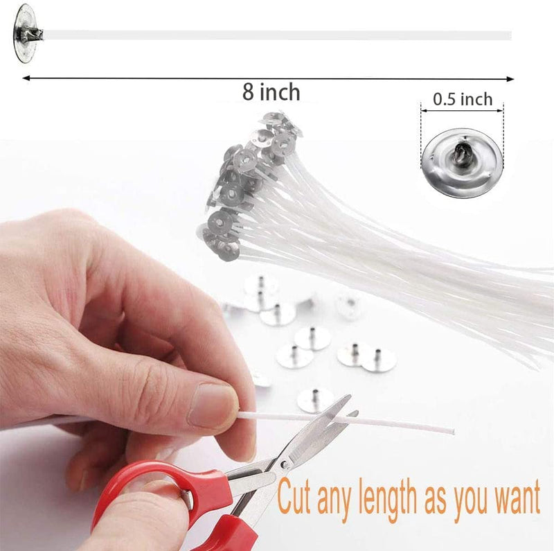 100pcs Cotton Candle Wicks,8inch Premade Candle Wick for Candle Making, Bulk Zinc Cor Candle Wicks with Tabs - NewNest Australia