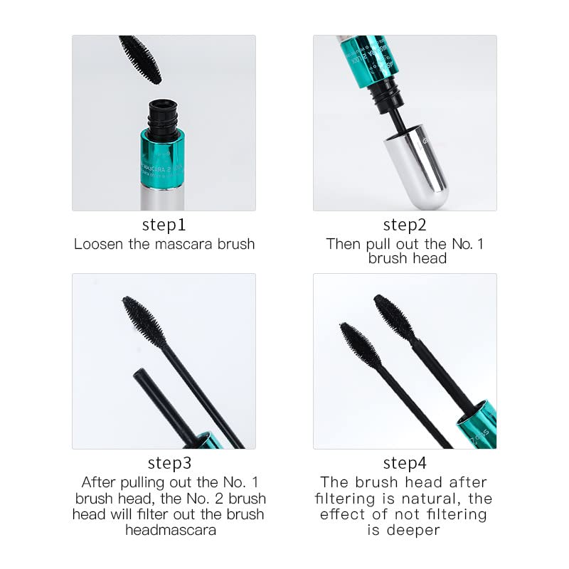 2 in 1 4D Silk Fiber Eyelash Mascara,Extra Long Thick & Voluminous Lash Mascara, Clump-Free,Long Lasting, Waterproof & Smudge-Proof,Natural Eye Makeup - NewNest Australia