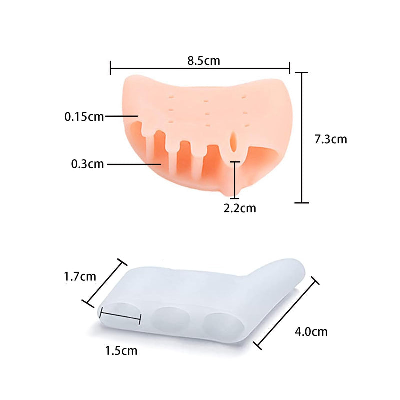 2 Pairs Small Toe Separator And 2 Pairs Forefoot Pads, Metatarsal Pads, Three Hole Toe Spreader, Toe Separator With Gel Metatarsal Pads, For Overlapping Toes, Relieves Forefoot Pain - NewNest Australia