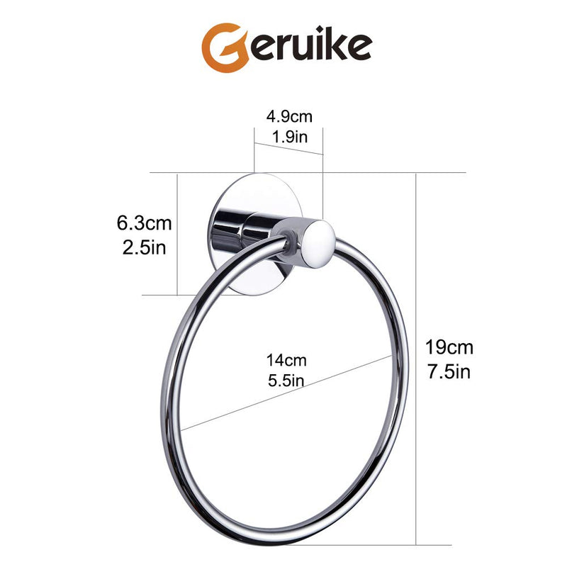 GERUIKE Adhesive Towel Ring Self Adhesive Hand Towel Ring Stainless Steel Rustproof Bathroom Towel Holder Wall Mount Hh-r1111 - NewNest Australia