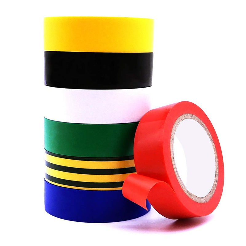 7 Rolls Insulation Tapes - Maveek Multicolor PVC Vinyl Adhesive Electrical Tape - Dimensions: 0.7in x 30ft (17mm x 9m) 7 rolls - NewNest Australia