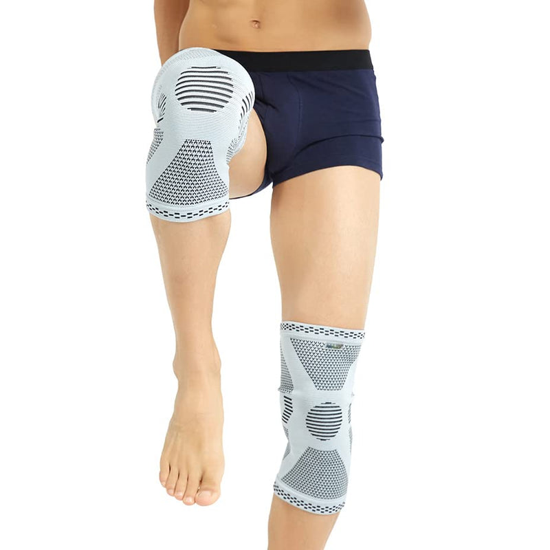 Neotech Care Bamboo Fiber Knee Support - Lightweight, Elastic, Comfortable & Breathable Fabric - Sleeve Brace for Men, Women, Youth - Right or Left - Grey (Size M, 1 Pair) 2 - NewNest Australia