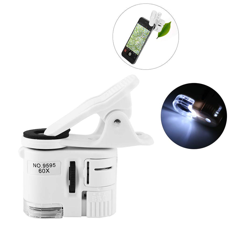 Mini Mobile Phone Microscope, 60X Zoom LED Clip Loupe Microscope with UV Currency Detector,Jewelry & Antique Evaluating, Crafting and Repairing Magnifier,for Universal Mobile Phones - NewNest Australia