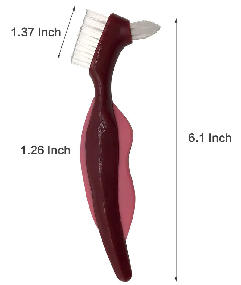 Premium Hard Denture Brush Toothbrush, Cleaning Brush, Multi-Layered Bristles & Portable Denture Double Sided Brush, Denture Care (Pack of 4) - NewNest Australia
