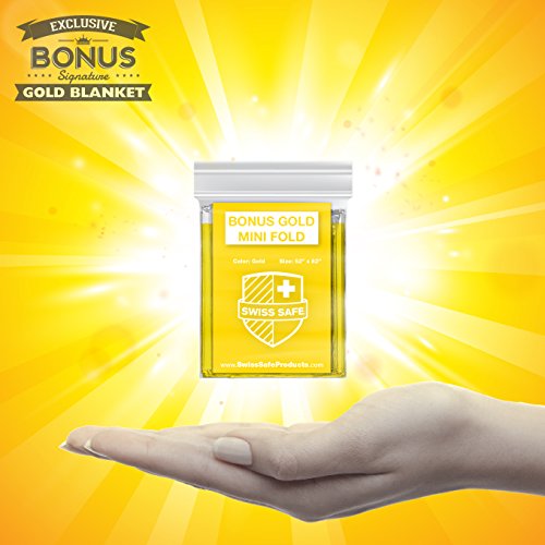 Swiss Safe Emergency Mylar Thermal Blankets + Bonus Gold Foil Space Blanket. Designed for NASA, Outdoors, Survival, First Aid, Silver, 4 Pack - NewNest Australia
