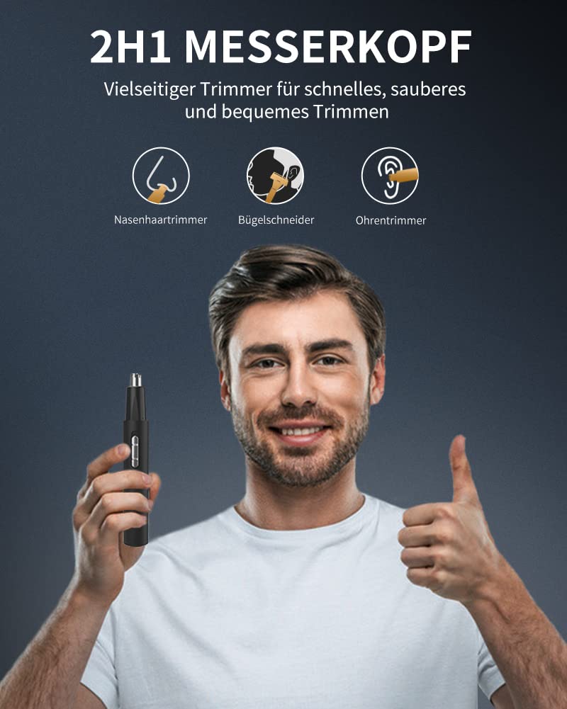 Nose hair trimmer, nose hair trimmer, ear hair trimmer, 2 in 1 professional nose trimmer - pain-free men's and women's nose hair remover, with USB charging function, IPX7 waterproof double blades - NewNest Australia