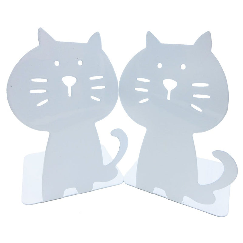 NewNest Australia - 1Pair Luxury Art bookend Lovely Cat Bookends Gift Kids Cat White 