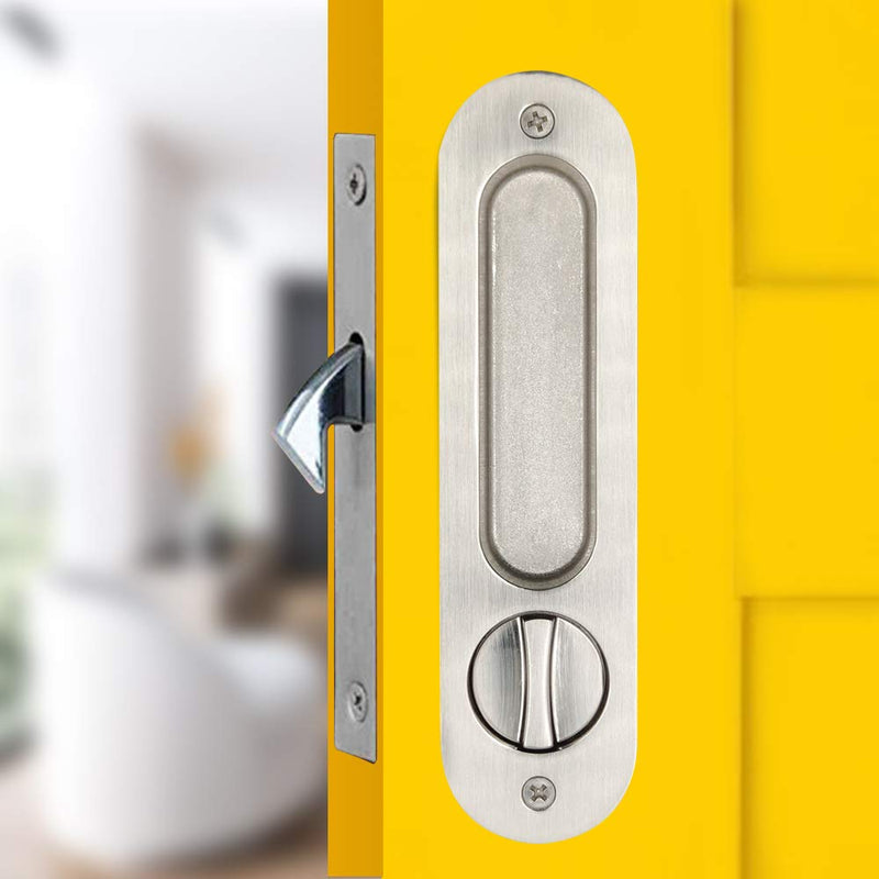 GIFSIN Sliding Barn Door Locks Invisible Door Handle with 3 Keys for Wooden Pocket Door Furniture Hardware 6.81 inches（Silver） - NewNest Australia