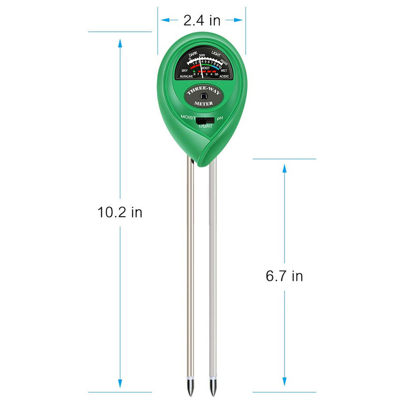 Atree Soil pH Meter, 3-in-1 Soil Tester Kits with Moisture,Light and PH Test for Garden, Farm, Lawn, Indoor & Outdoor (No Battery Needed) Green - NewNest Australia