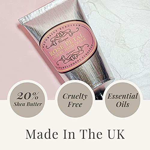 Naturally European Rose Petal Luxury Hand Cream 20% Shea Butter 75ml | Combats Dry Skin For Those Hardworking Hands | Hand Cream, Hand Cream for Very Dry Hands, Shea Butter - NewNest Australia