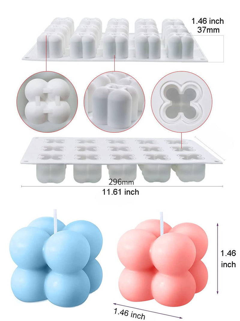 Konrisa 3D Bubble Candle Molds, 15 Cavity Cube Silicone Molds for Candles Making Soy Wax, Bubble Cake Molds for Baking Chocolate Dessert Cheesecake Mousse Cake Jelly Pudding 15-cavity - NewNest Australia