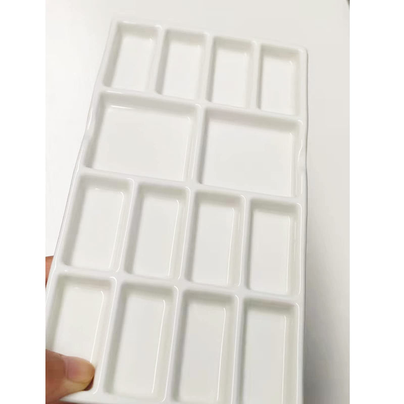 Gemerglity 14 Wells Ceramic Artist Paint Palette - 8 Inch Porcelain Watercolor Painting Palette Ceramic Mixing Tray for Painters - NewNest Australia
