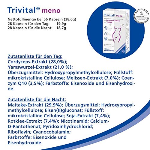 TRIVITAL meno: For hormonal balance and vitality, vegan, lactose-free, gluten-free, 56 capsules 56 pieces (pack of 1) - NewNest Australia