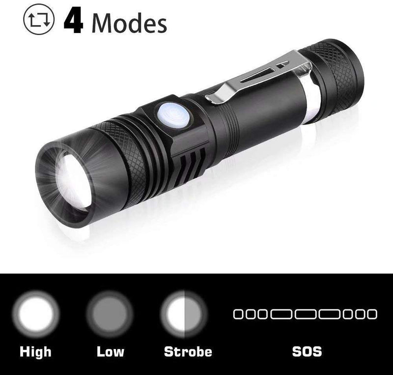 LED Flashlight Rechargeable, Spriak Tactical Torch Flashlight (Batteries Included), 1200lm Super Bright, IPX6 Waterproof, Zoomable, Pocket Size Flashlight for Emergency, Camping, Hiking, Household 1 - NewNest Australia