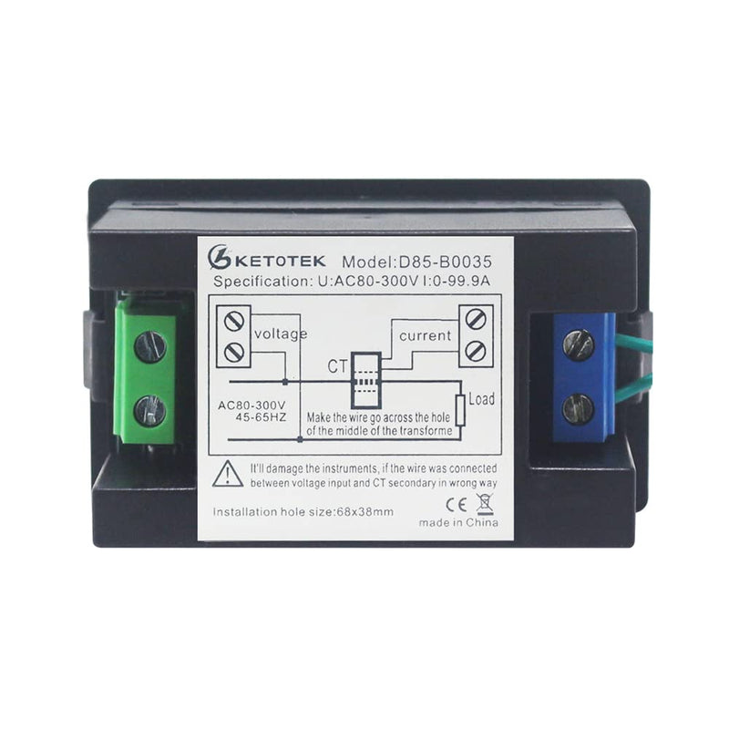 KETOTEK Volt Amp Meter Digital Voltmeter Ammeter AC 80V-300V 100A LED 2in1 Multimeter Panel Display Voltage Amperage Detector with Current Transformer 110V/220V V-A - NewNest Australia