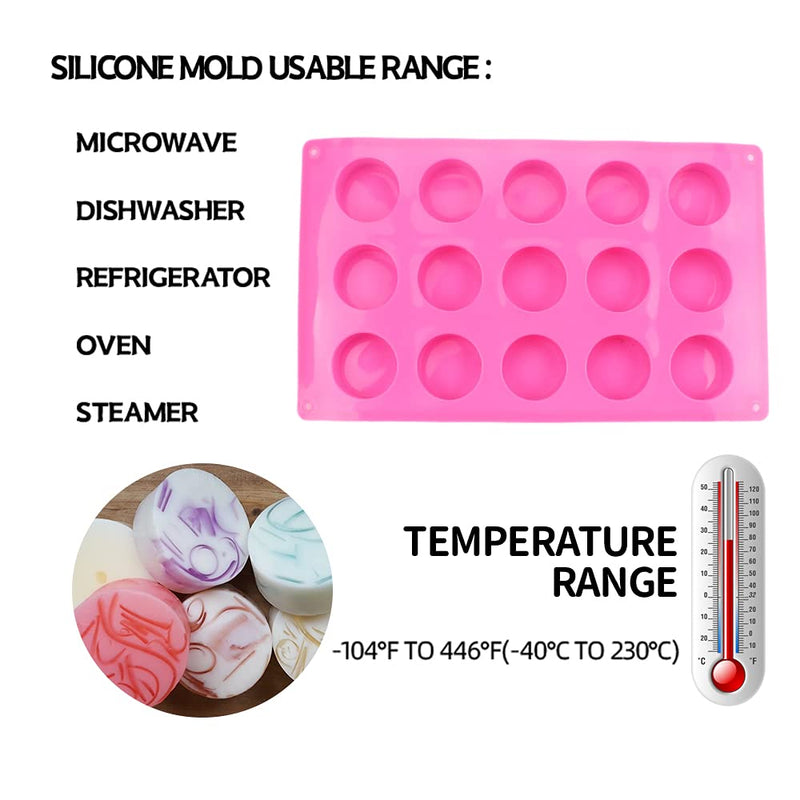 BAKER DEPOT 15 Holes Cylinder Silicone Mold For Handmade soap Chocolate jelly Pudding DIY Resin Mould Hole Dia: 1.5 inch Vol: 20ml Set of 2 - NewNest Australia