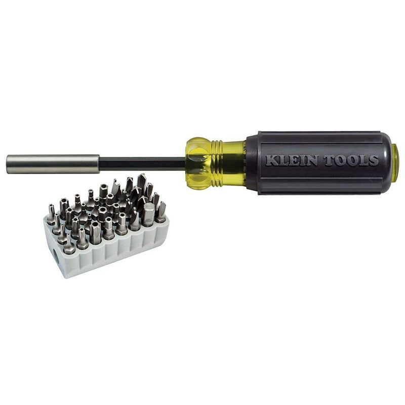 Klein Tools 32510 Magnetic Multibit Screwdriver with Sturdy Torx, Hex, Spanner, Tri-Wing, Torq and Nut Tamperproof Bits and Storage Block - NewNest Australia