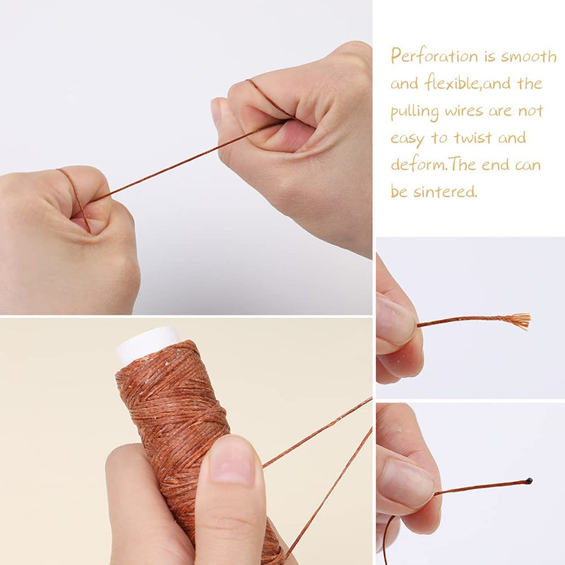 32 Yards Waxed Thread with Leather Hand Sewing Needles, 150D Flat Sewing Waxed Thread and Leather Repair Needles for Home Upholstery Carpet Leather Canvas Repair and Sewing (Coffee) Coffee - NewNest Australia