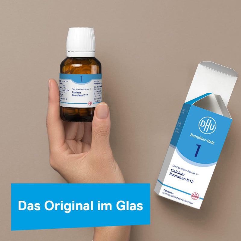 DHU Schüßler Salt No. 1 Calcium fluoratum D12 - The mineral salt of the connective tissue, joints and skin - the original - environmentally friendly in a medicine glass, 200 tablets - NewNest Australia