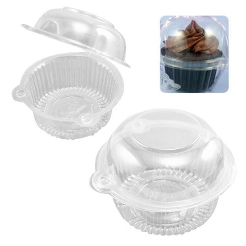 NewNest Australia - Eforcase 25/50/100/300 Pcs Plastic Single Individual Cupcake Muffin Dome Holders Cases Boxes Cups Pods (100 Pcs) 