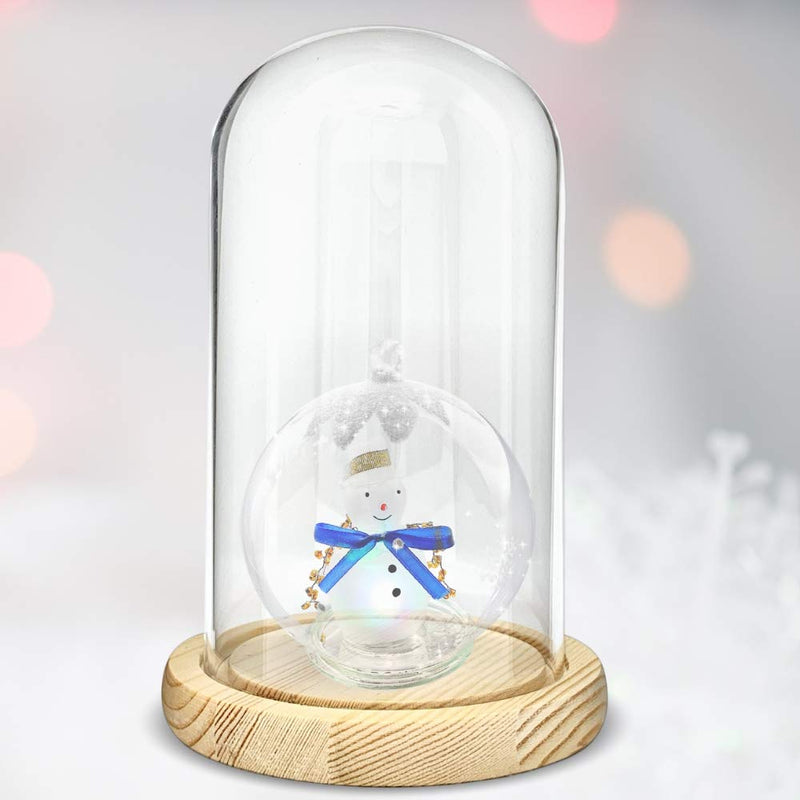 NewNest Australia - BANBERRY DESIGNS Protective Glass Display - Approx 7" X 4 3/4" inch Dome Cloche - Bell Jar Decorative Glass Cover with Natural Wood Base 