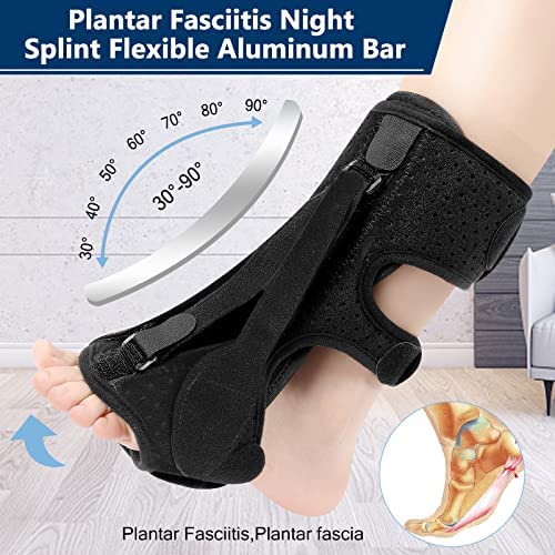 Upgrade Plantar Fasciitis Night Splint, Plantar Fasciitis Relief Brace, 3 Adjustable Straps Plantar Fasciitis Night Splint Relief Plantar Fasciitis, Foot Drop, Achilles Tendonitis, Day & Night, Black - NewNest Australia