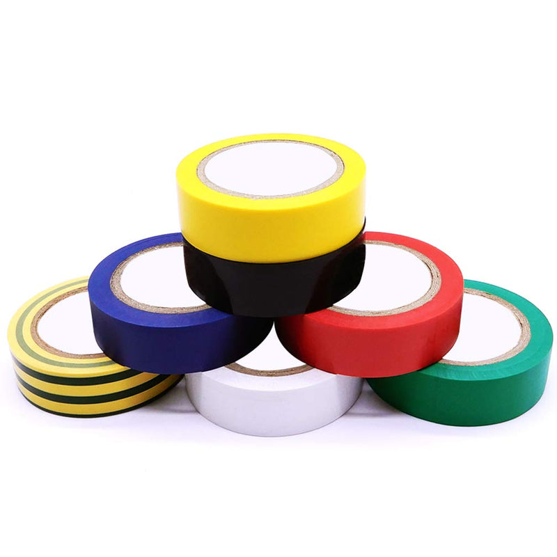 7 Rolls Insulation Tapes - Maveek Multicolor PVC Vinyl Adhesive Electrical Tape - Dimensions: 0.7in x 30ft (17mm x 9m) 7 rolls - NewNest Australia