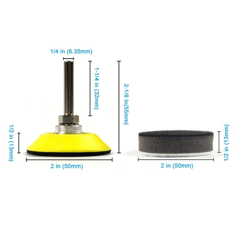 Sanding Discs Pad Kit-2 Inch(50mm) Hook and Loop Sanding Pad for Sanding Discs with 1/4 inch Shank Drill Attachment and Soft Foam Buffering Pad,6 Packs 2 inch Sanding Pad - NewNest Australia