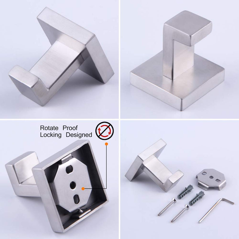 3-Pieces Bathroom Accessories Kit Bathroom Hardware Set Brushed Stainless Steel Wall Mounted - Includes Towel Ring, Toilet Paper Holder, Robe Towel Hooks - NewNest Australia