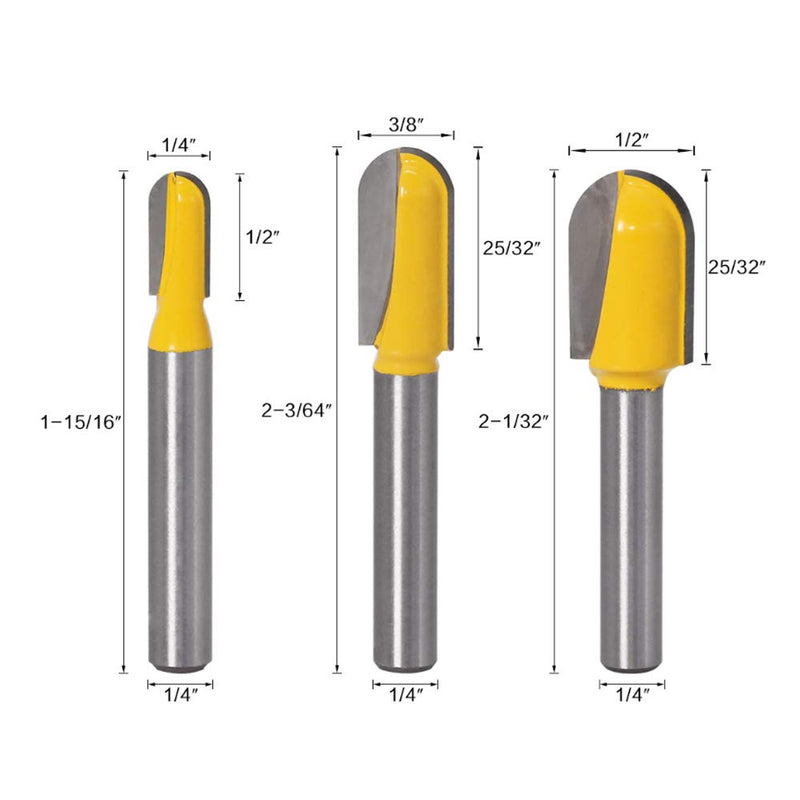 Wolfride V Groove Router Bits and Round Nose Bit 1/4-Inch Shank - NewNest Australia