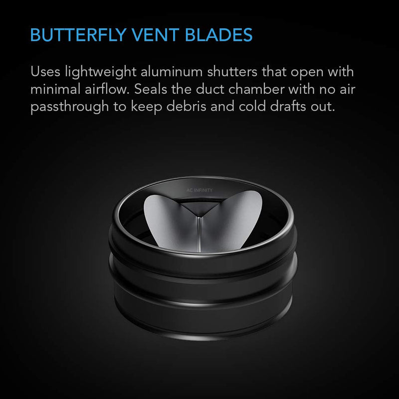 AC Infinity 4" Backdraft Damper, One-Way Airflow Ducting Insert with Spring-Loaded Folding Blades for 4” Ducting in Range Hoods and Bathrooms Fans - NewNest Australia
