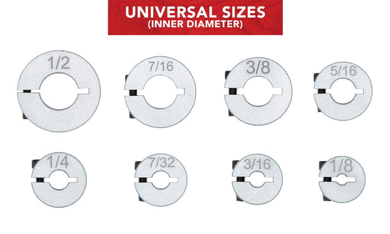 Aluminum Stop Collar Set - Drill Bit Depth Stop - Superior Split Ring Design - 8 Piece Set (1/2", 7/16”, 3/8”, 5/16”, ¼”, 7/32”, 3/16”, 1/8”) - Drill Bit Holder - NewNest Australia