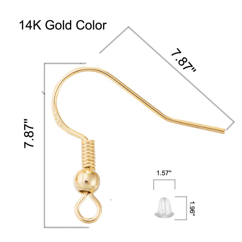 Earring Hooks for Jewelry Making - 120 PCS/60 Pairs Hypoallergenic 14K Gold Ear Wires Fish Hooks for Jewelry Making, Jewelry Findings Parts with 120 PCS Rubber Earring Backs Stopper for DIY Earrings - NewNest Australia