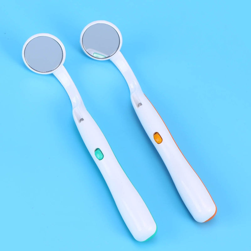 HEALIFTY 2PCS Oral Dental Mirror Mouth Tooth Inspection Mirror with Bright LED Light for Dental Care (Green and Orange) - NewNest Australia