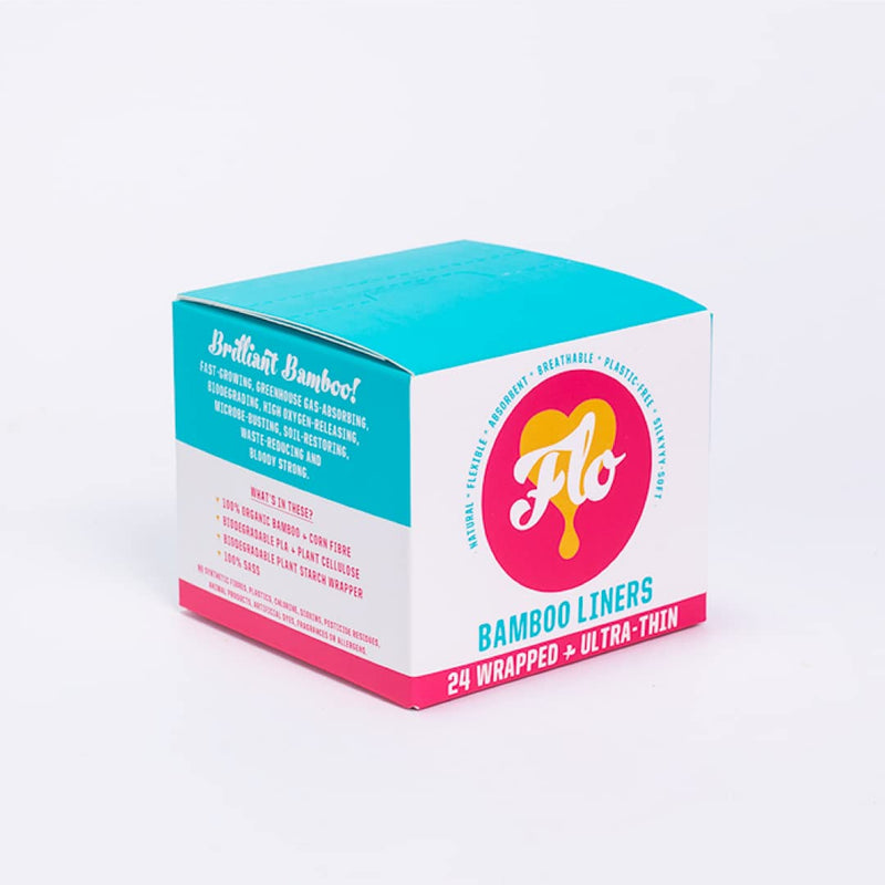 Flo Organic Bamboo Leakproof, Highly Absorbent Slim Panty Liners - Individually Wrapped - Biodegradable & Cruelty, Plastic & Vegan Free - 24 Pack 24 Count (Pack of 1) - NewNest Australia