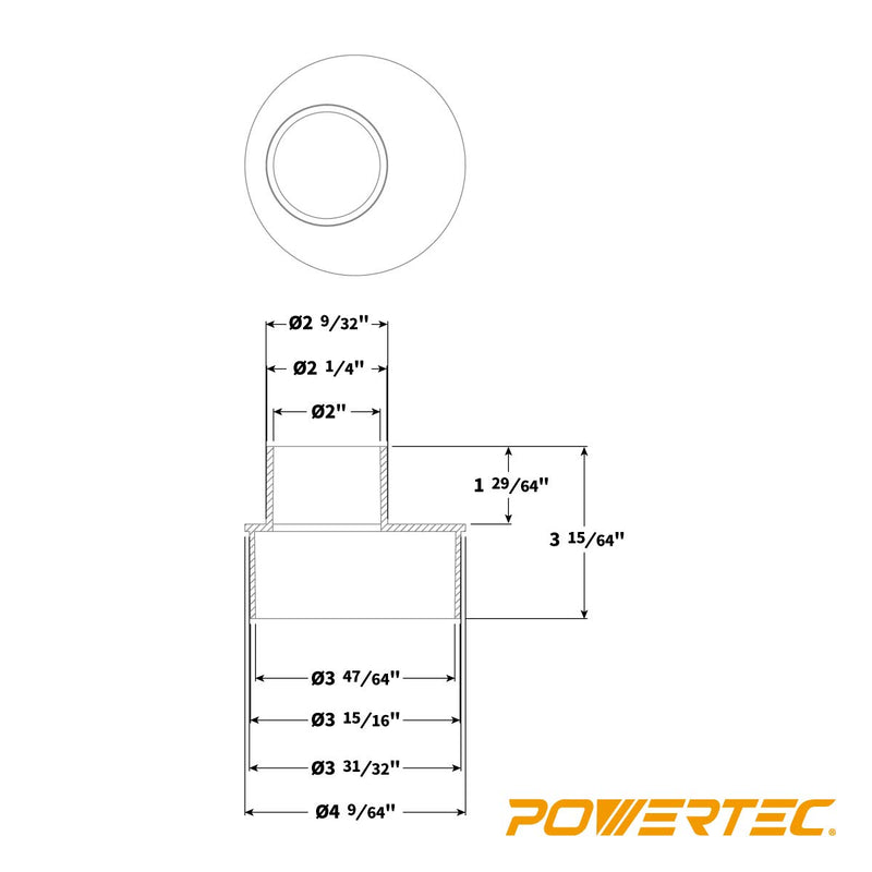 POWERTEC 70146 Eccentric Reducer, 4-Inch to 2-1/4-Inch - NewNest Australia