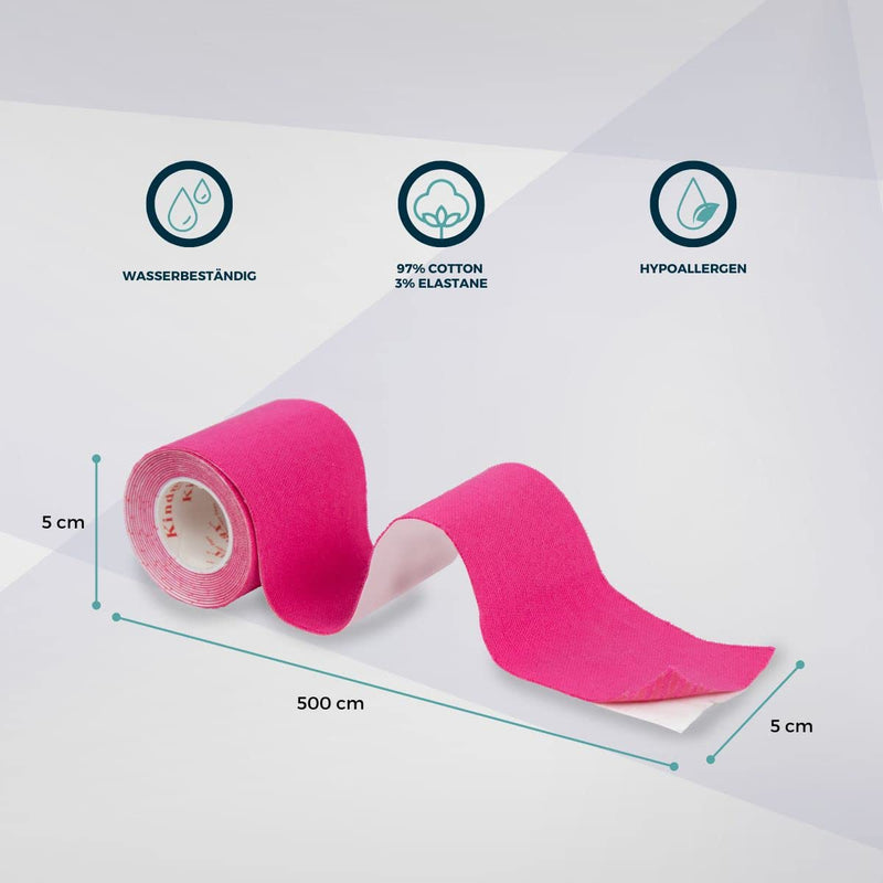 Mobiclinic, Kinesiology Tape, Mobitape, Pack Of 2, 5 Cm X 5 M, Kinesiology Therapy, Tape Sports, Muscle Tightening, Hypoallergenic, Breathable, Waterproof, Colorful Kinesiology Tape, Blue And Pink - NewNest Australia