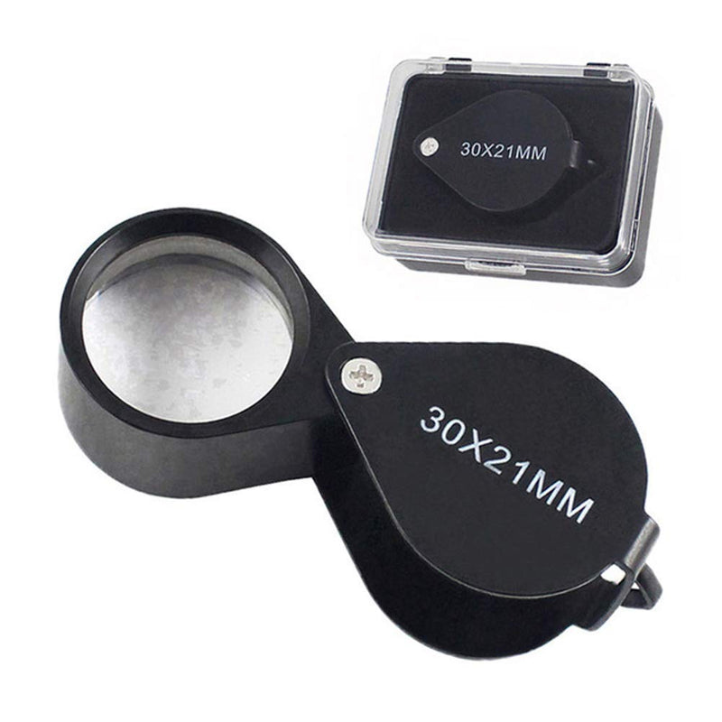 iKKEGOL Pocket Jewelry Loupe 30x 21mm Foldable Magnifying Jewelers Eye Glass Magnifier, Metal Body Black with Box - NewNest Australia