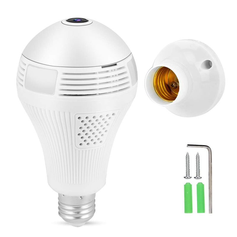 960P 1.3MP HD WiFi Light Bulb Camera, 360° Panoramic DVR Camera Bulb Light Remote Monitoring Smart Security Cam for Home Security System, Motion Detection and Two Way Talking - NewNest Australia