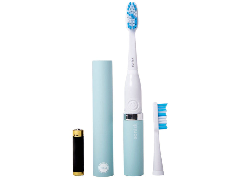 Sonisk Pulse | Battery Powered Electric Toothbrush | Sonic Technology | 1x Battery, 2X Brush Heads, 1x Travel Case Included | 31,000 Strokes Per Minute | Antimicrobial | Portable Size | Teal - NewNest Australia