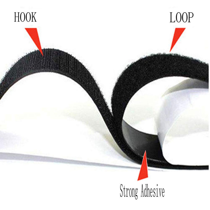 OBTANIM 1.5 Inch Wide Adhesive Black Hook and Loop Tape, 5.4 Yards Heavy Duty Sticky Back Fastener (Black) - NewNest Australia