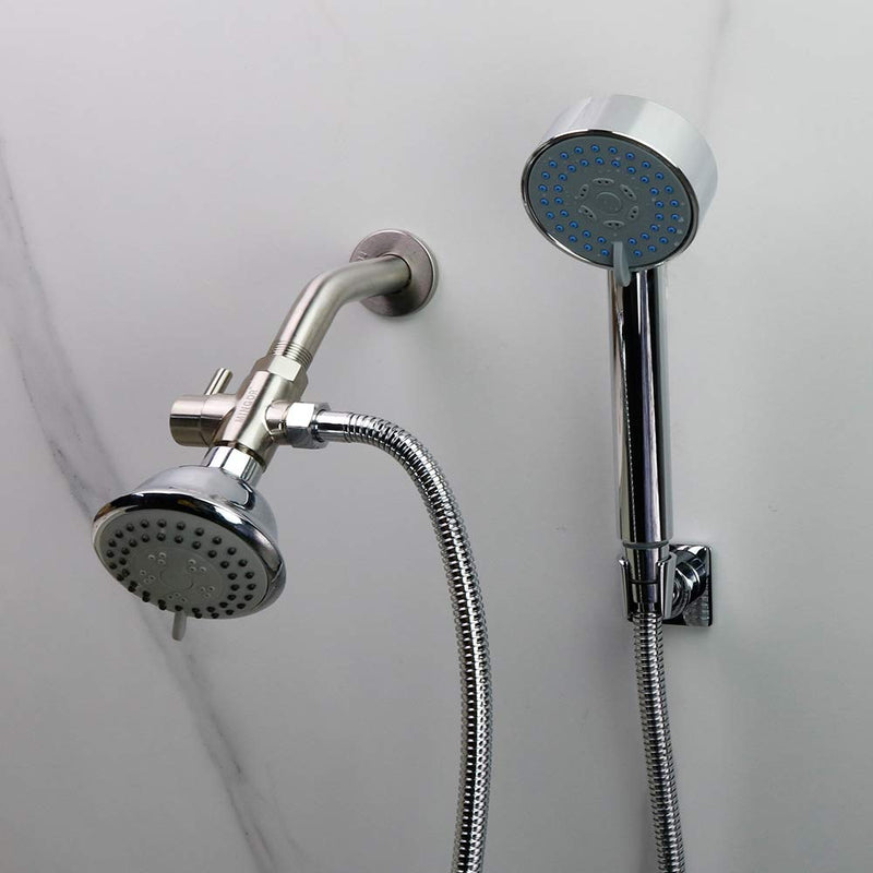Shower Arm Diverter Valve for Hand Held Showerhead and Fixed Spray Head,G 1/2 3-Way Bathroom Universal Shower System Replacement Part/Brass (Brushed Nickel) Brushed Nickel - NewNest Australia