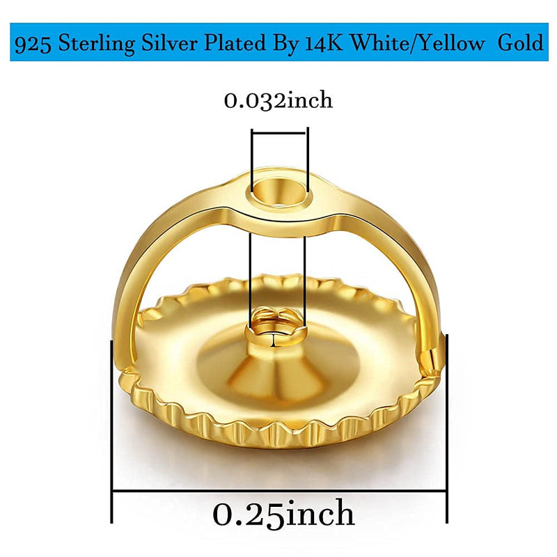14k Gold Screw Earring Backs Replacements,925 Stering Silver Threaded Screw On Earring Backs for Diamond Studs,Hypoallergenic Earring Screwbacks Fit Post Sizes 0032"（3pair/6pcs） Gold 3 Pairs - NewNest Australia