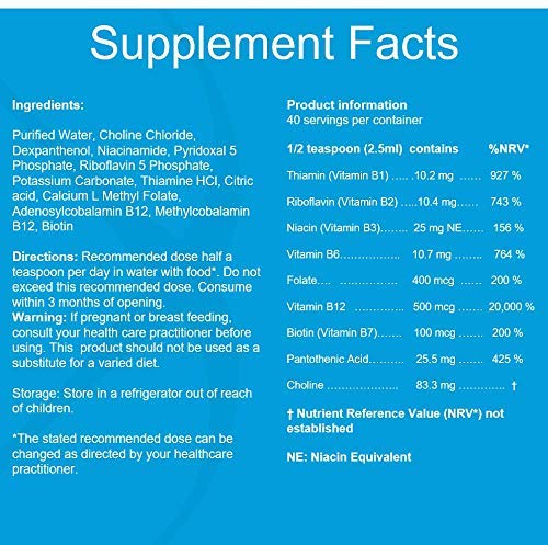 Vitamin B Complex Liquid Drops — Contains Vitamin B12 Methylcobalamin & Adenosylcobalamin + B1, B2, B3, B5, B6, B7, Choline Folate & Biotin | All from Bio-Available Forms — Additive Free - NewNest Australia