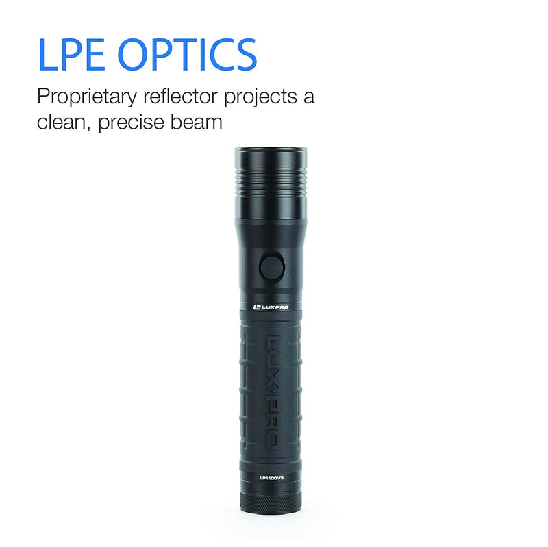 LUXPRO LP1100V3 2D Size High-output Handheld Flashlight, 455 Lumens, 2 D, Tackgrip, LPE Optics, Side Button - NewNest Australia