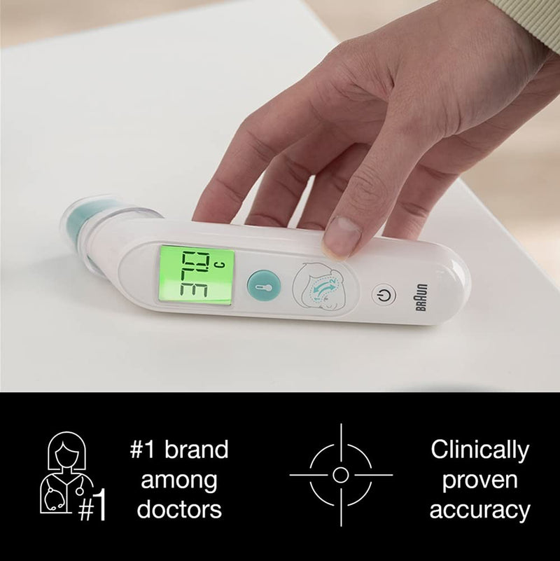 Braun TempleSwipe Forehead Thermometer (colour-coded temperature display, safe, hygienic, fast, clinically accurate, gentle, easy to use, for all ages) BST200 - NewNest Australia